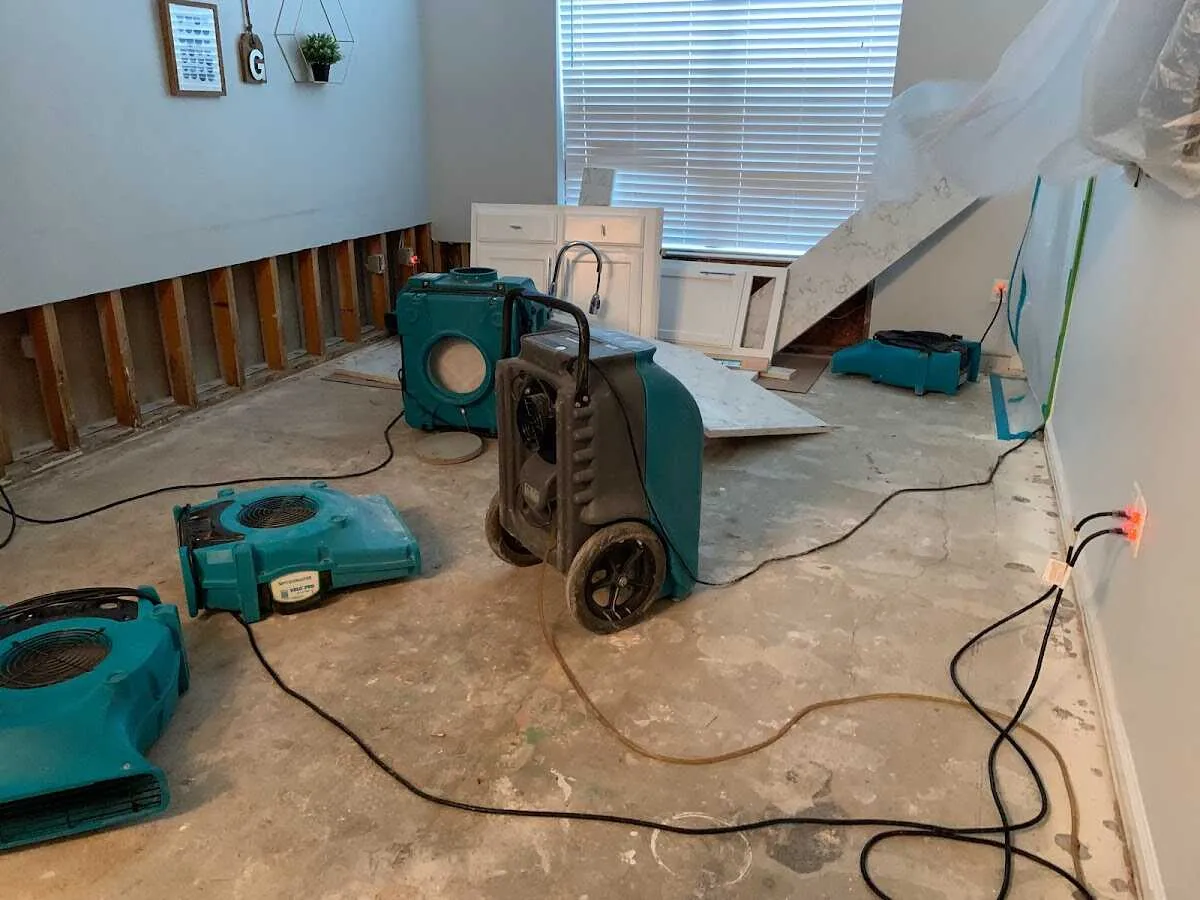 Dehumidifier in flood-cut room for Water Damage Restoration in Lower Windsor