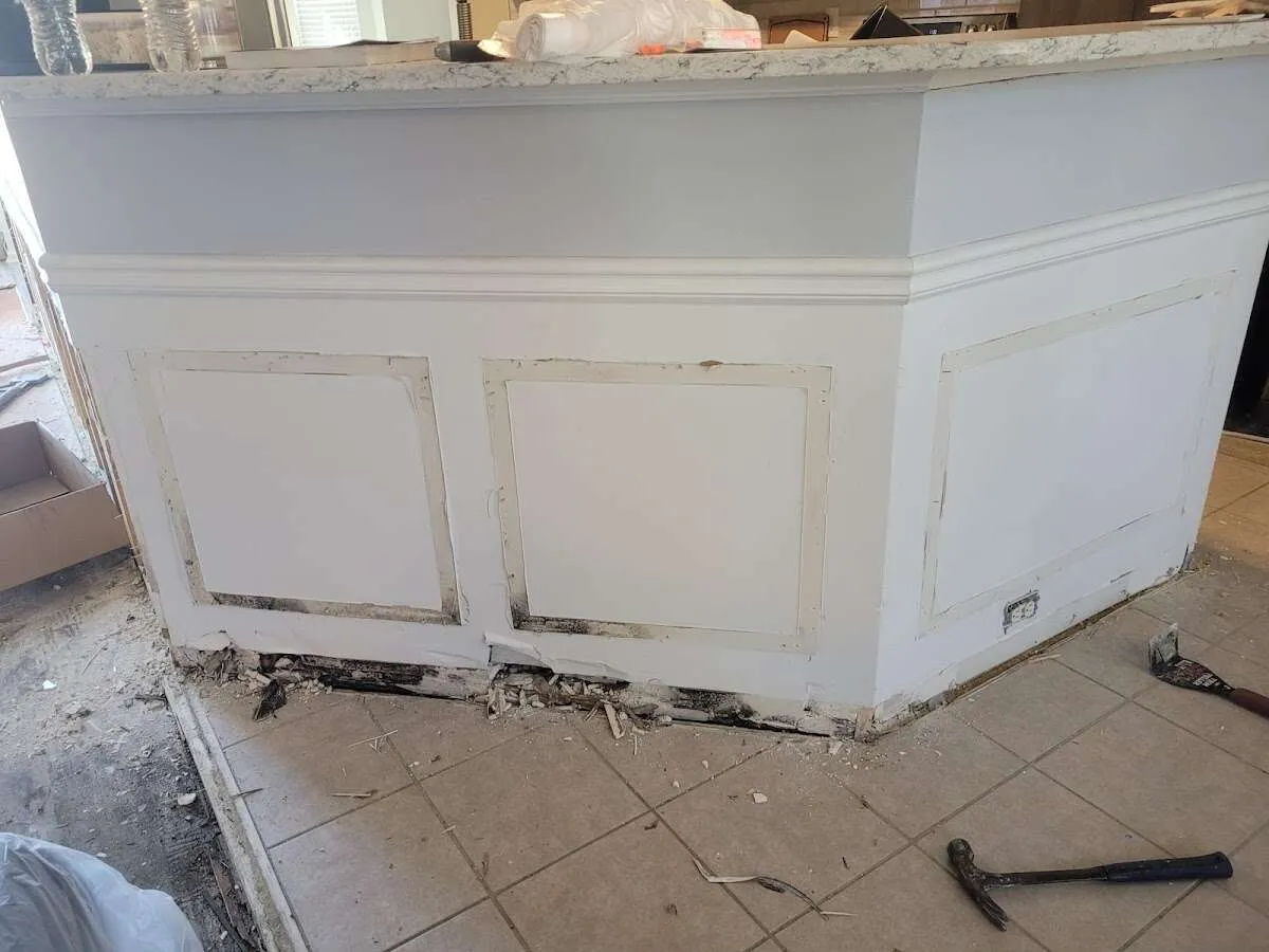 Water damage and mold on kitchen during Storm Damage Restoration in Lower Windsor